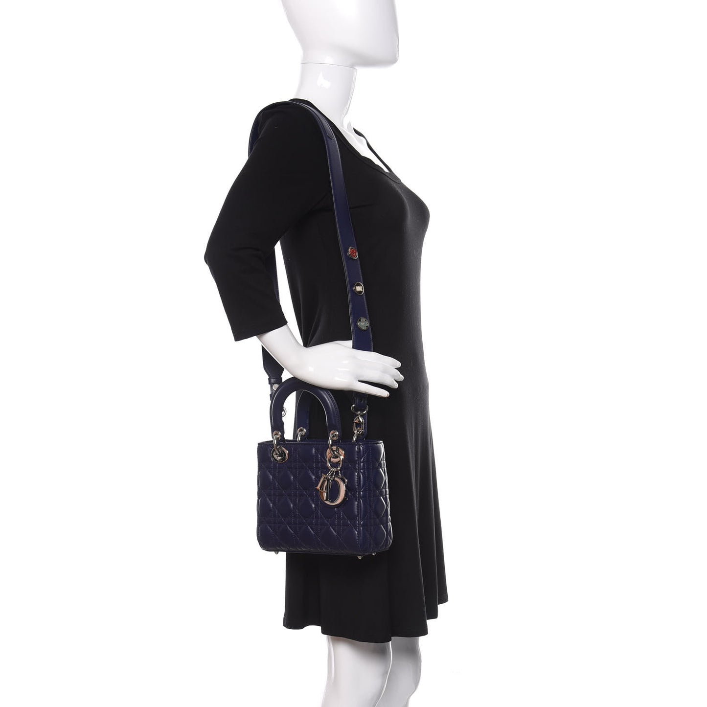 Lambskin Cannage Small Lucky Badges My Lady Dior Navy