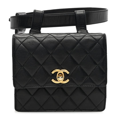 Chanel Lambskin Quilted Flap Waist Belt Bag 65 26 Black 1 of 10