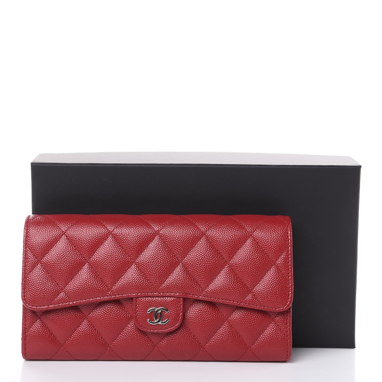 Chanel Caviar Quilted Large Gusset Flap Wallet Dark Red 11 of 11