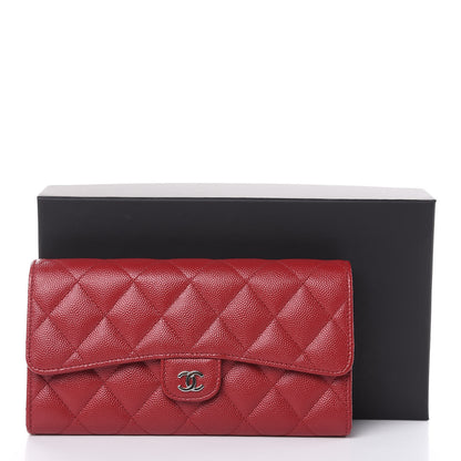 Chanel Caviar Quilted Large Gusset Flap Wallet Dark Red 11 of 11