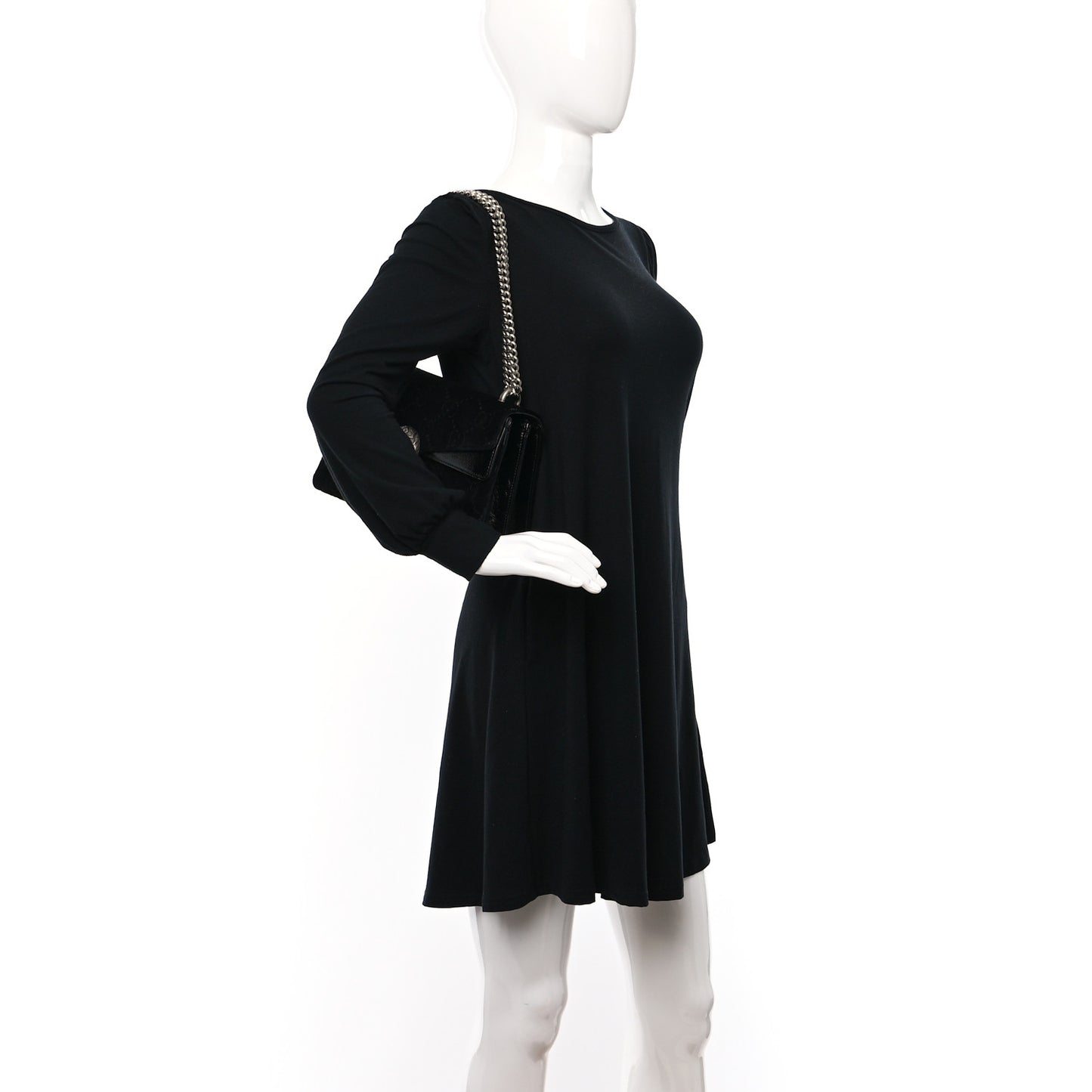 Velvet GG Monogram Small Dionysus Shoulder Bag Black