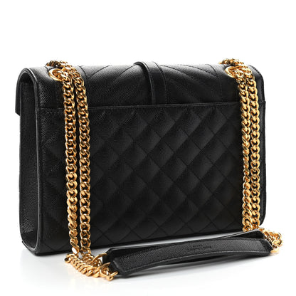 Saint Laurent Grain De Poudre Textured Mixed Matelasse Triquilt Medium Monogram Satchel Black 2 of 4