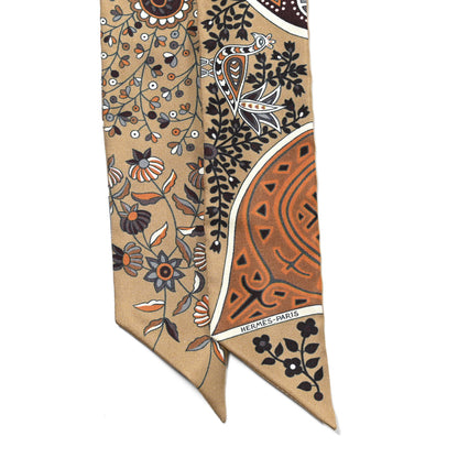 Hermes Silk L'Arbre De Vie Twilly Camel Gris Bleuete Caramel 2 of 4