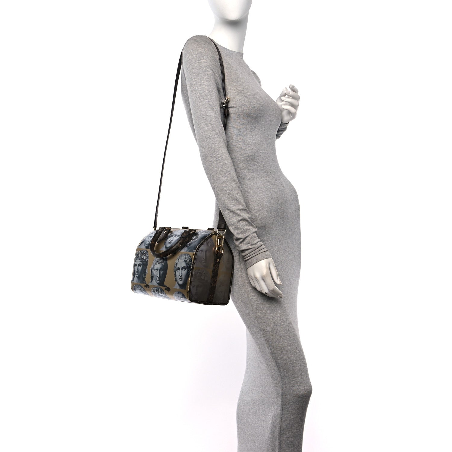 Louis Vuitton X FORNASETTI Calfskin Fornasetti Speedy Bandouliere 25 Gold 2 of 10