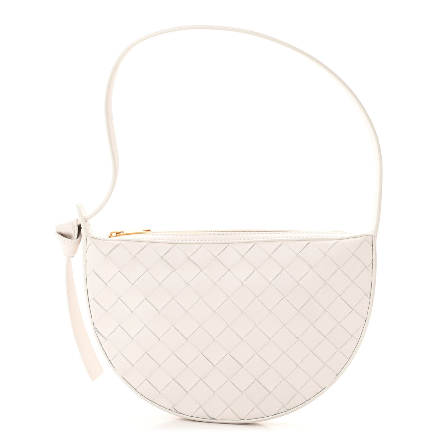 Nappa Intrecciato Mini Shoulder Bag With Knot White