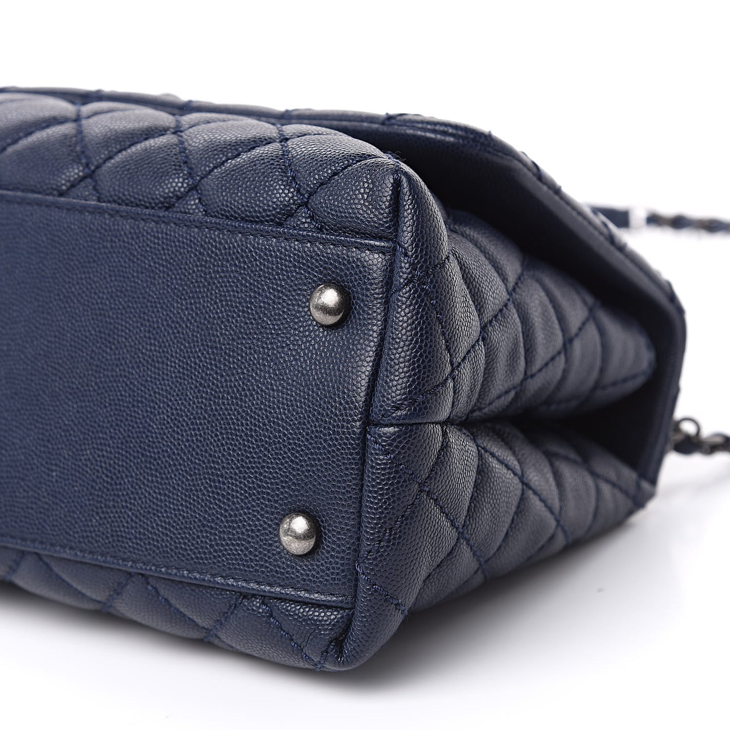 Caviar Quilted Small Coco Handle Flap Navy