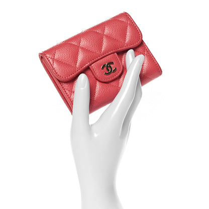 Chanel Caviar Quilted Flap Card Holder Wallet Pink 2 of 9