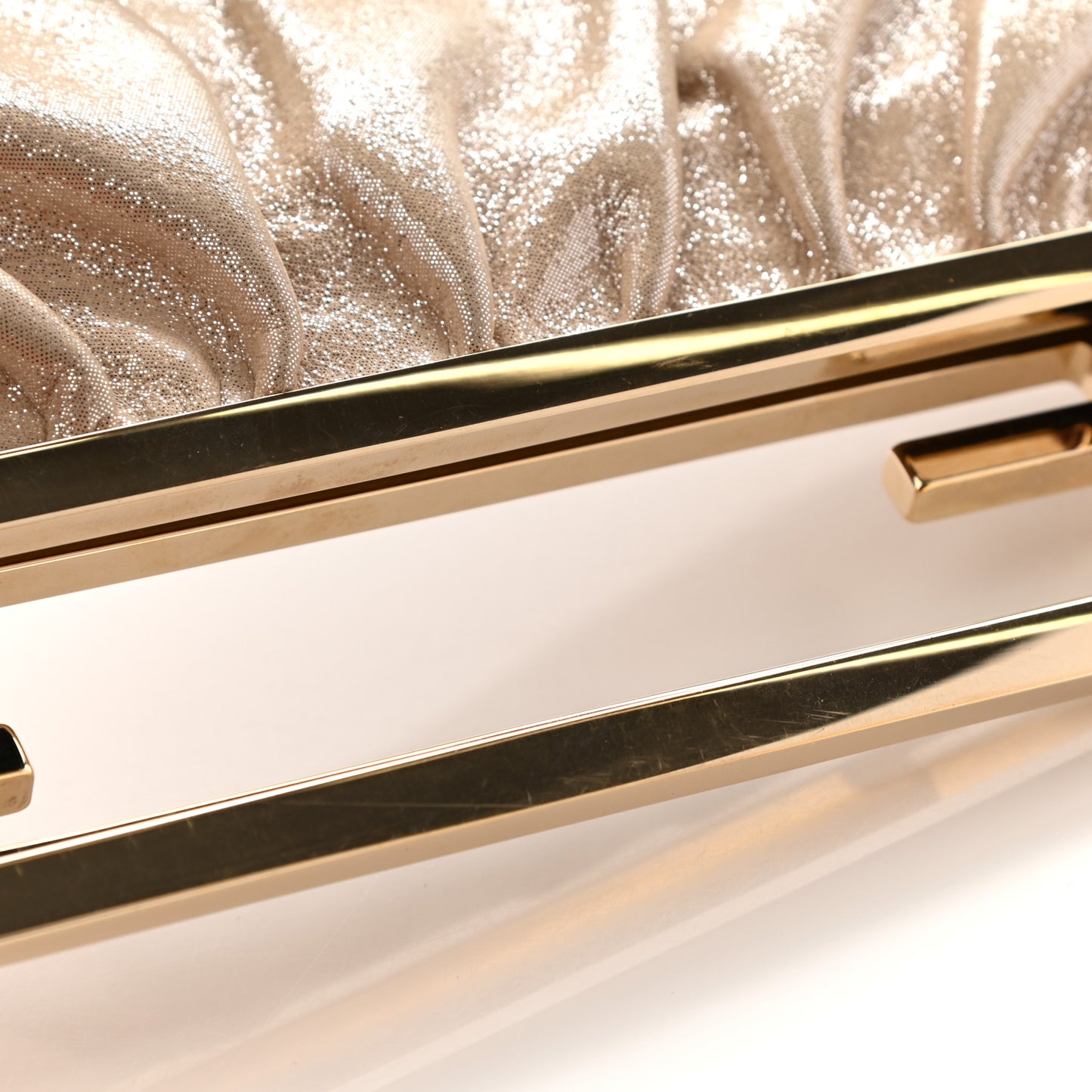 Metallic Lurex FF Cutout Baguette Clutch Gold
