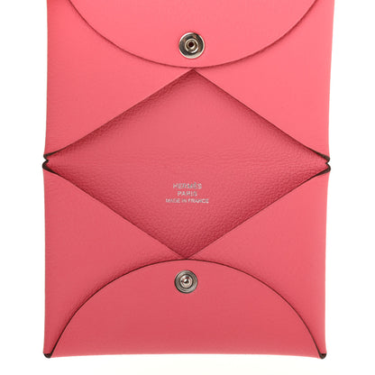 Hermes Evercolor Calvi Card Case Rose Azalee 5 of 7