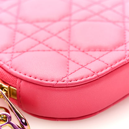 Christian Dior Lambskin Cannage Lady Dior Phone Holder Strawberry Pink 6 of 7