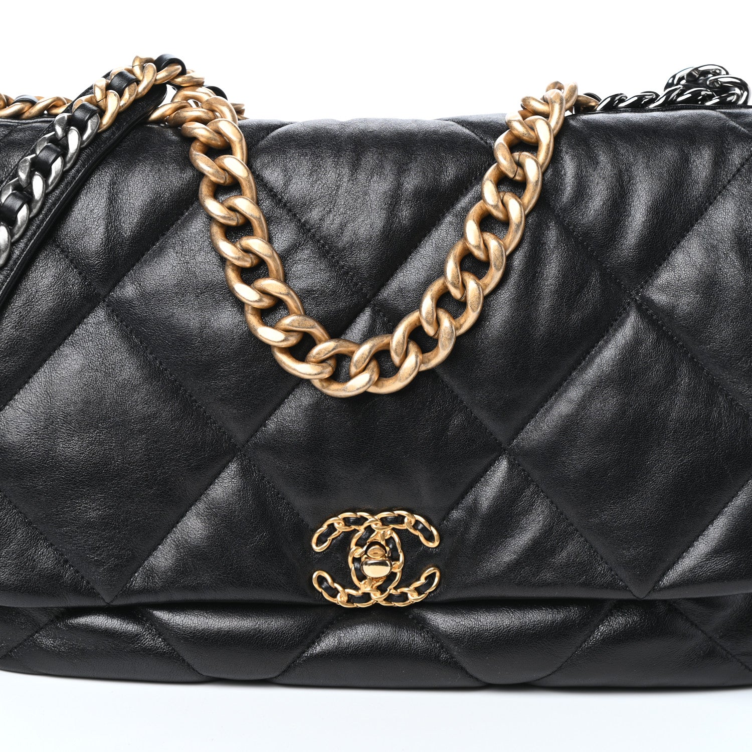 Chanel Lambskin Quilted Maxi Chanel 19 Flap Black 8 of 10