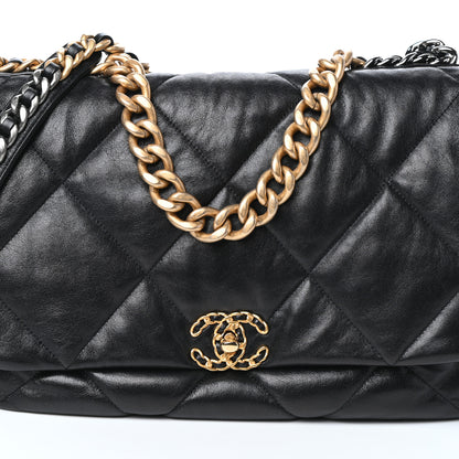 Chanel Lambskin Quilted Maxi Chanel 19 Flap Black 8 of 10