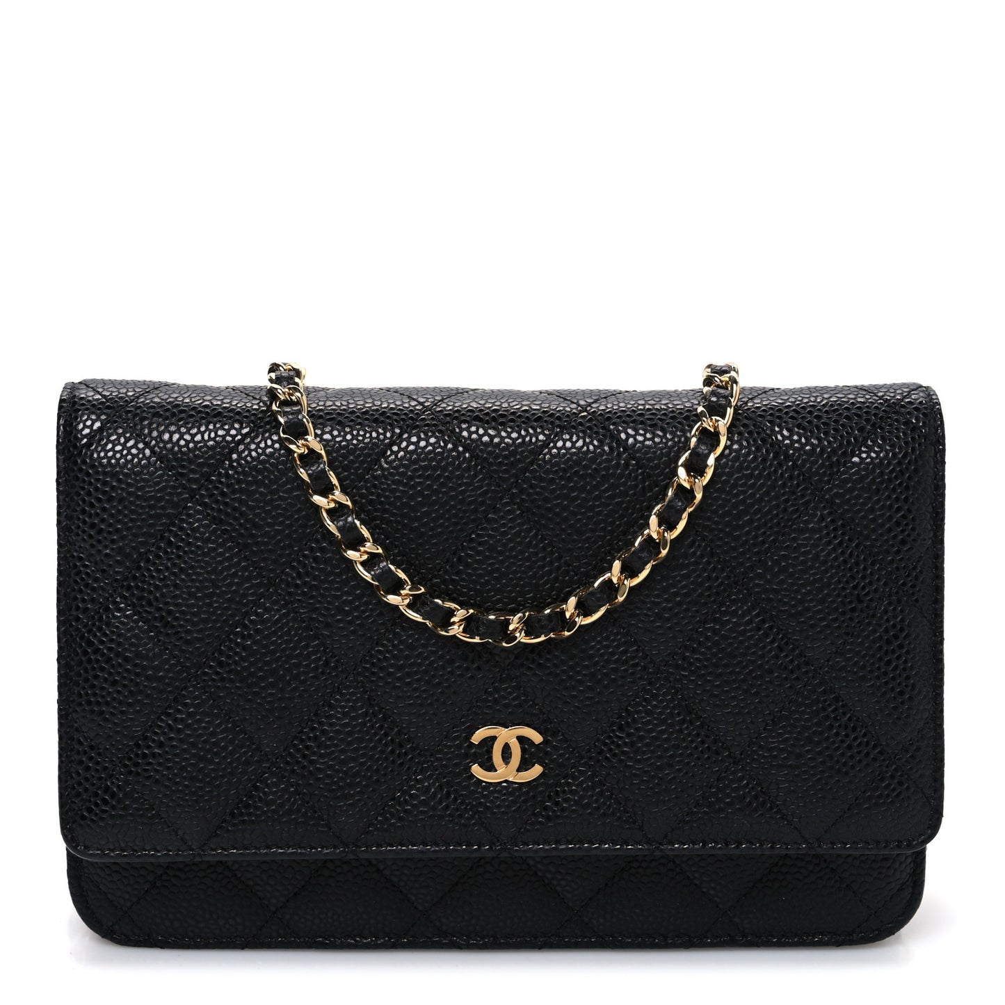 Caviar Quilted Wallet on Chain WOC Black