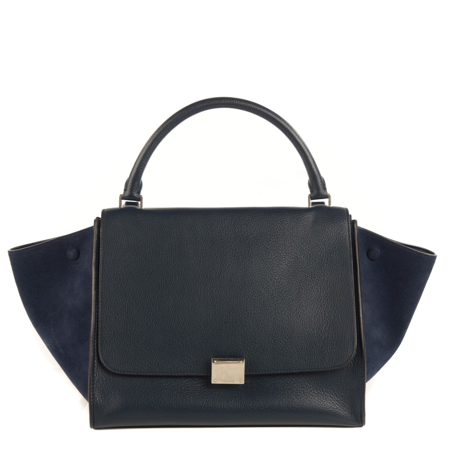 Celine Drummed Calfskin Suede Medium Trapeze Navy 1 of 10
