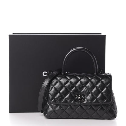 Chanel Aged Calfskin Quilted Mini Coco Handle Flap So Black 11 of 11
