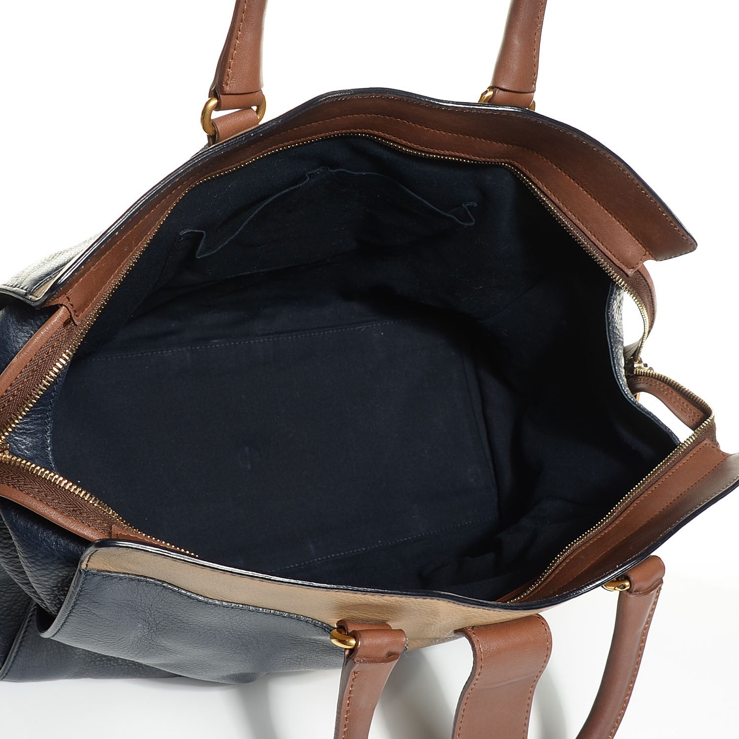 Saint Laurent Calfskin Medium Tri-Color Cabas Chyc Navy Mushroom 5 of 8
