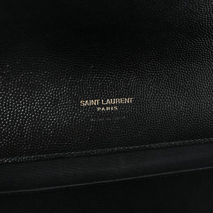 Saint Laurent Grain De Poudre Textured Mixed Matelasse Triquilt Monogram Clutch Black 6 of 7