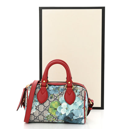 Gucci GG Supreme Monogram Blooms Mini Boston Navy Blue Hibiscus 11 of 11