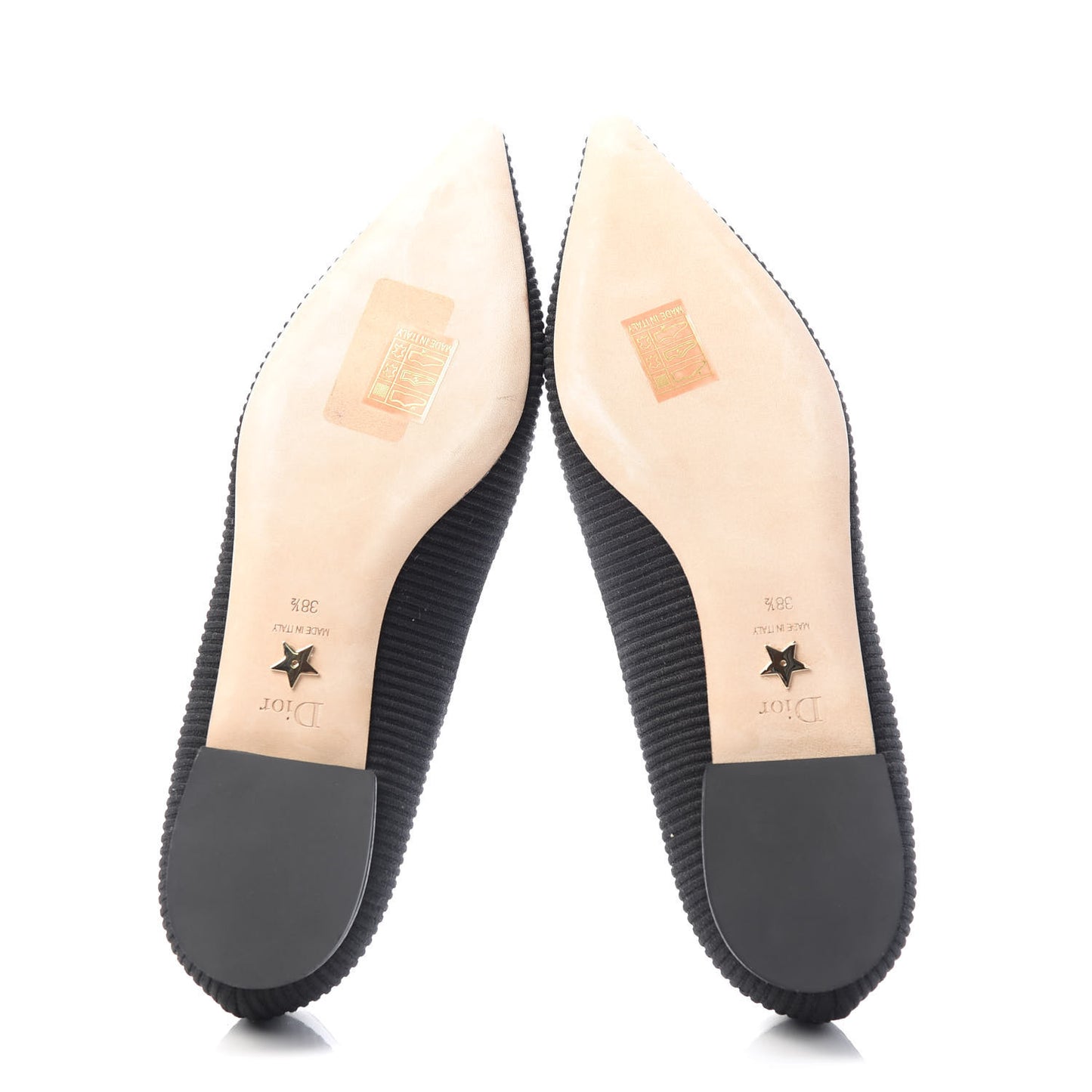 Fabric Ribbon Embroidered J'Adior Ballet Flats 38.5 Black
