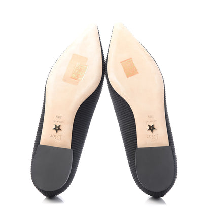 Christian Dior Fabric Ribbon Embroidered J'Adior Ballet Flats 38.5 Black 6 of 11