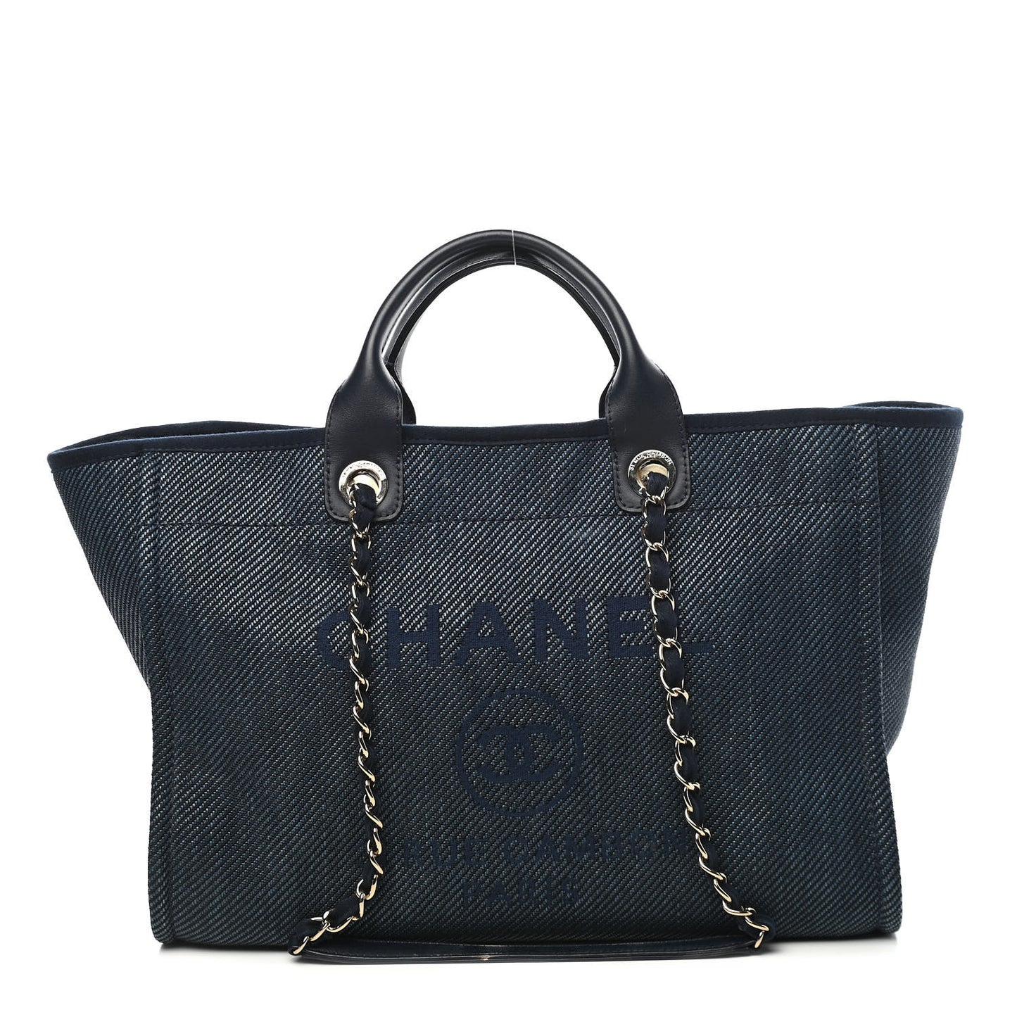 Mixed Fibers Calfskin Medium Deauville Tote Blue