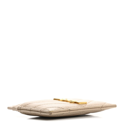 Saint Laurent Grain De Poudre Matelasse Chevron Monogram Credit Card Case Nude Powder 4 of 13
