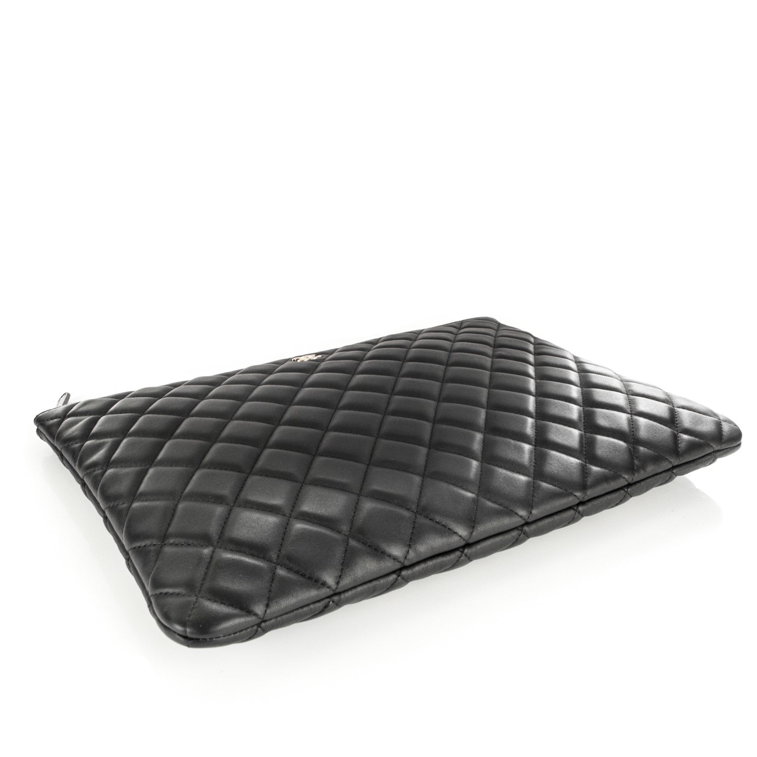 Chanel Lambskin Quilted Large Cosmetic Case Black 4 of 6