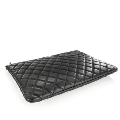 Chanel Lambskin Quilted Large Cosmetic Case Black 4 of 6