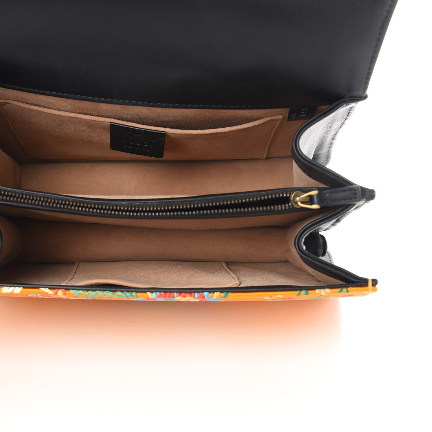 Satin Calfskin Bamboo Web Tokyo Print Medium Dionysus Top Handle Bag Giallo Multicolor Blue Agata Hibiscus Red