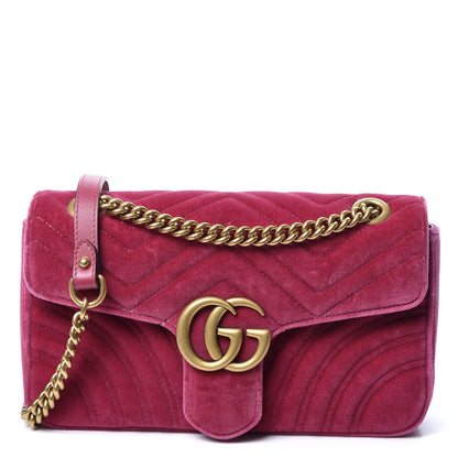 Gucci Velvet Matelasse Small GG Marmont Shoulder Bag Light Raspberry Rose 1 of 9