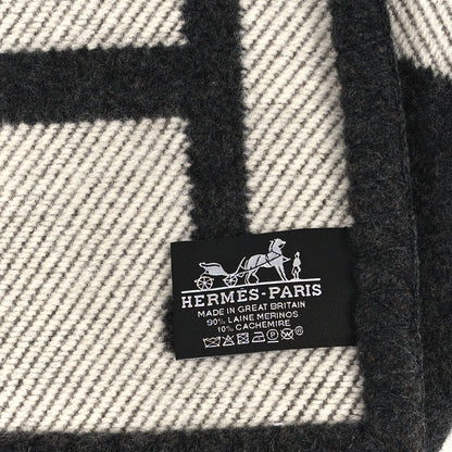 Hermes Wool Cashmere Avalon Blanket Ecru Gris Fonce 3 of 3