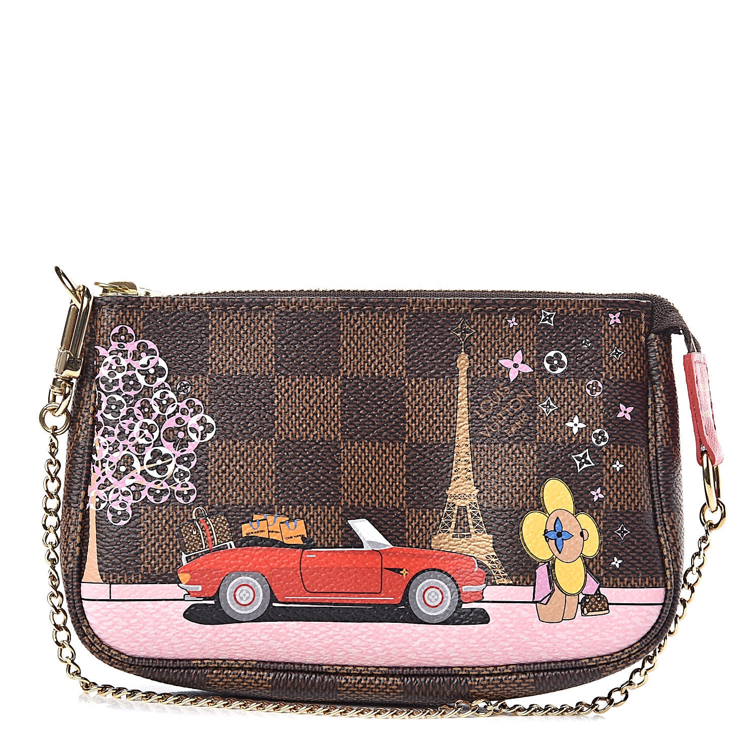 Louis Vuitton Damier Ebene 2019 Christmas Animation Mini Pochette Accessories Red 1 of 8