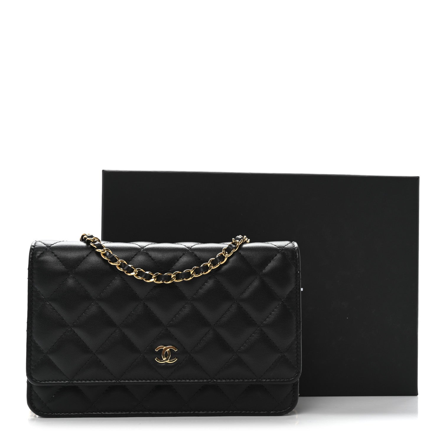 Chanel Lambskin Quilted Wallet On Chain WOC Black 12 of 12