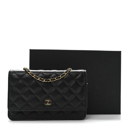Chanel Lambskin Quilted Wallet On Chain WOC Black 12 of 12
