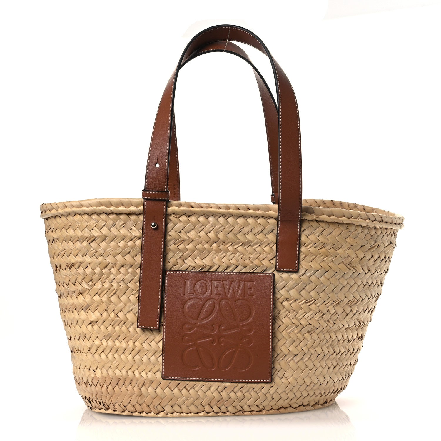 Loewe Raffia Medium Basket Tote Bag Natural Tan 1 of 10