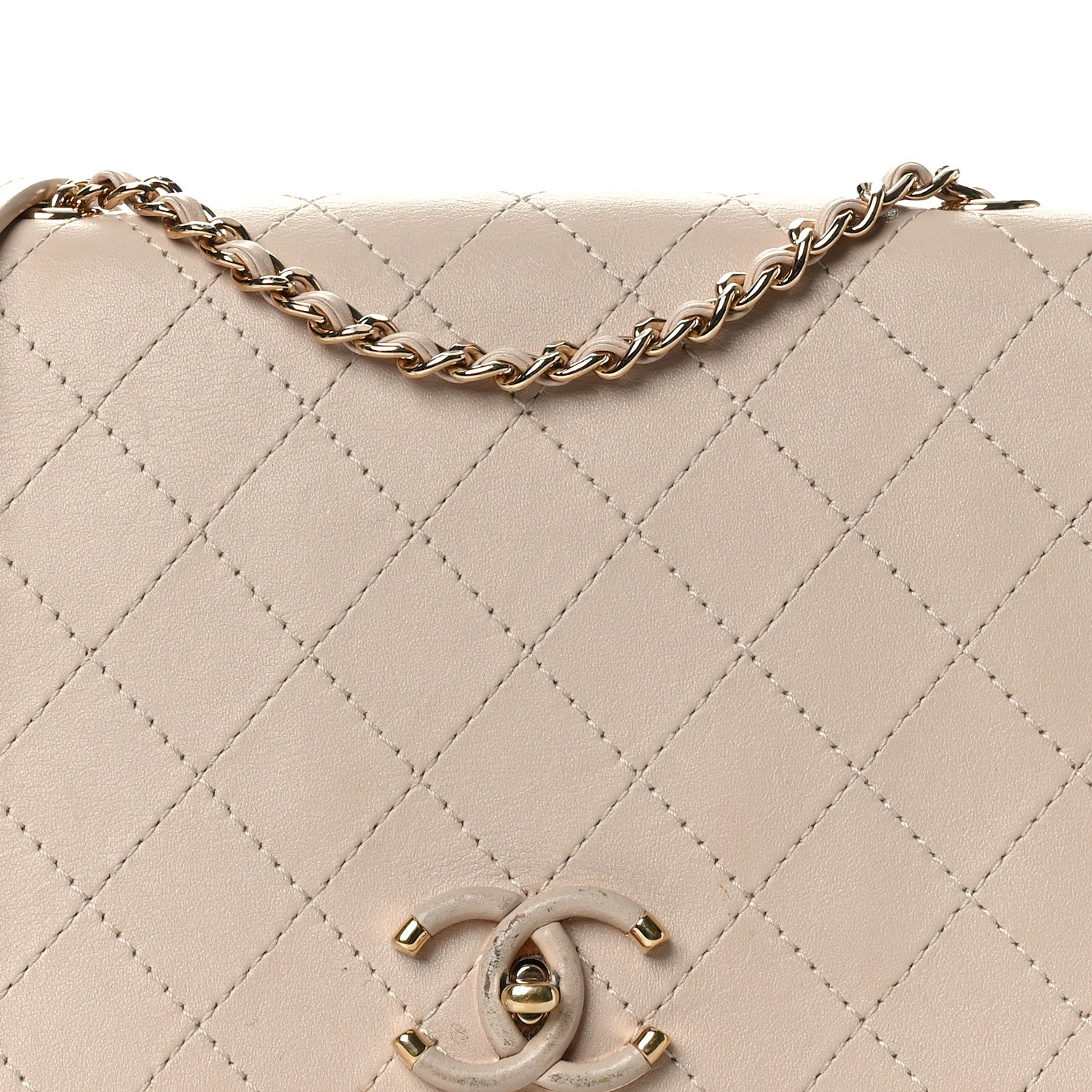 Chanel Calfskin Stitched Medium Covered CC Flap Bag Beige 8 of 11