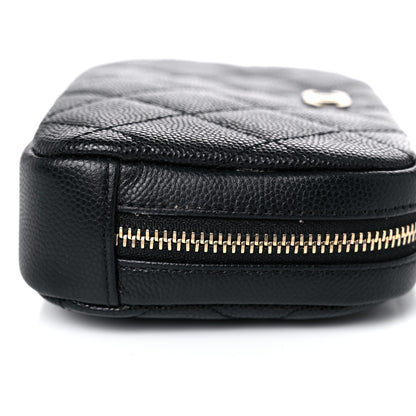 Chanel Caviar Quilted Small Curvy Pouch Cosmetic Case Black 10 of 11