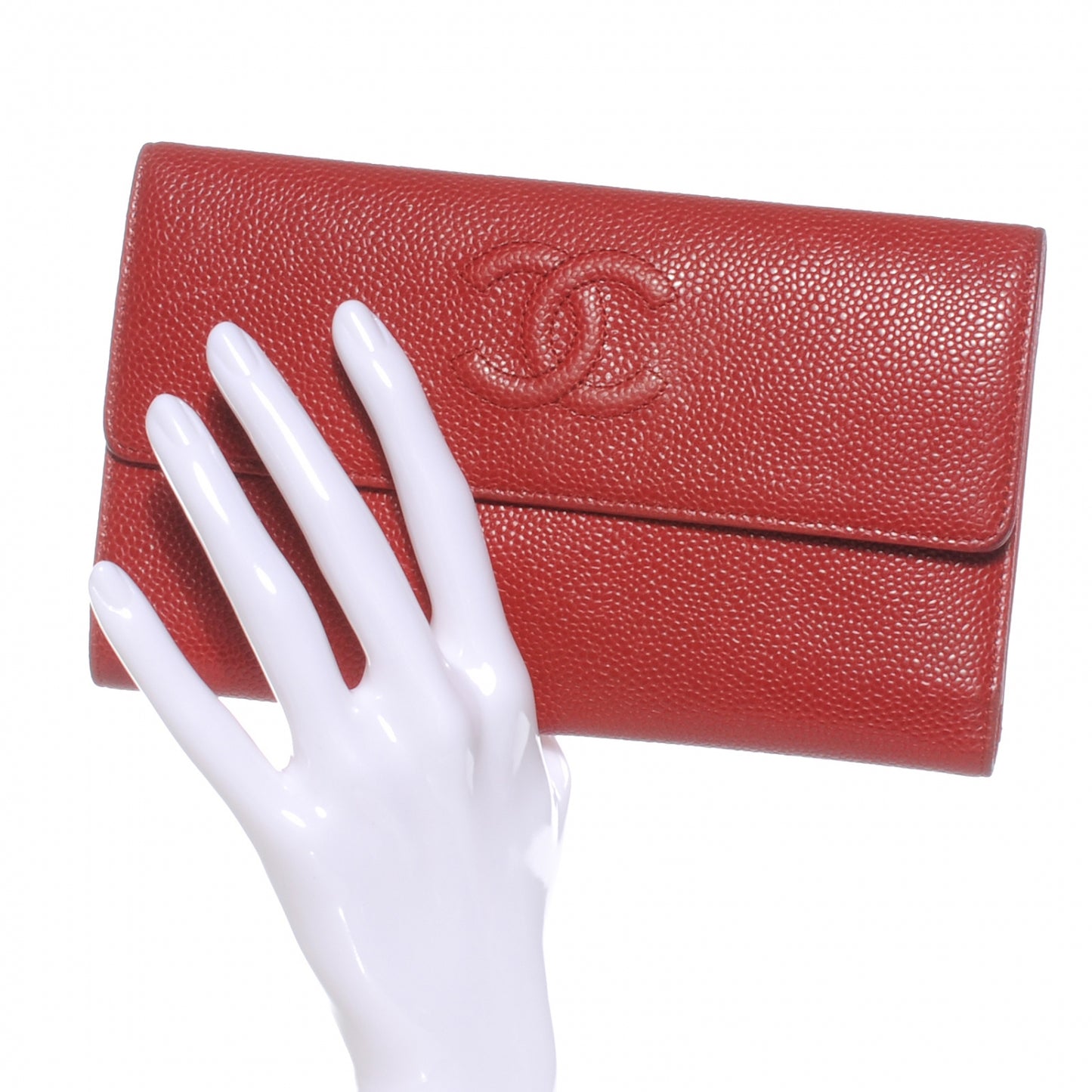 Caviar Large Flap Wallet Red