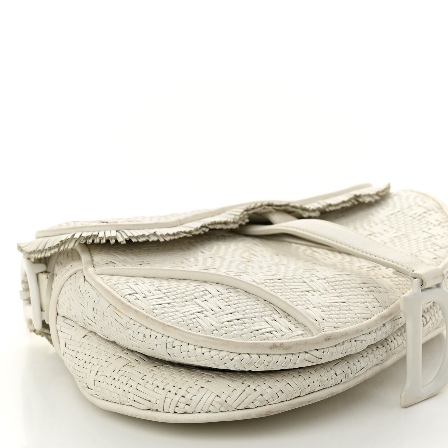 Ultra Matte Woven Saddle Bag White