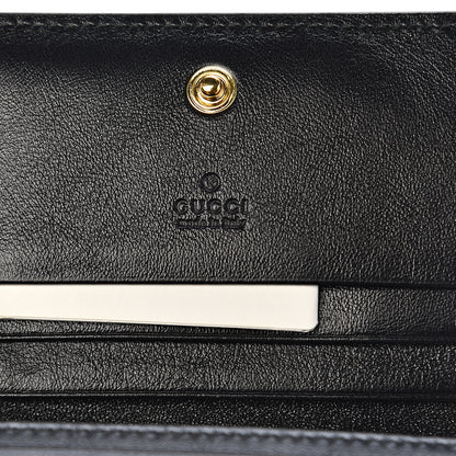 Gucci Calfskin Diagonal Striped Zumi Chain Card Case Wallet Black Beige 6 of 7