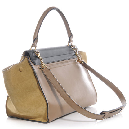 Celine Calfskin and Suede Small Tri-Color Trapeze Navy 3 of 7