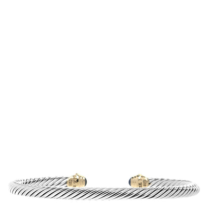 David Yurman Sterling Silver 18K Yellow Gold Blue Sapphire 4mm Cable Kids Birthstone Bracelet 3 of 4