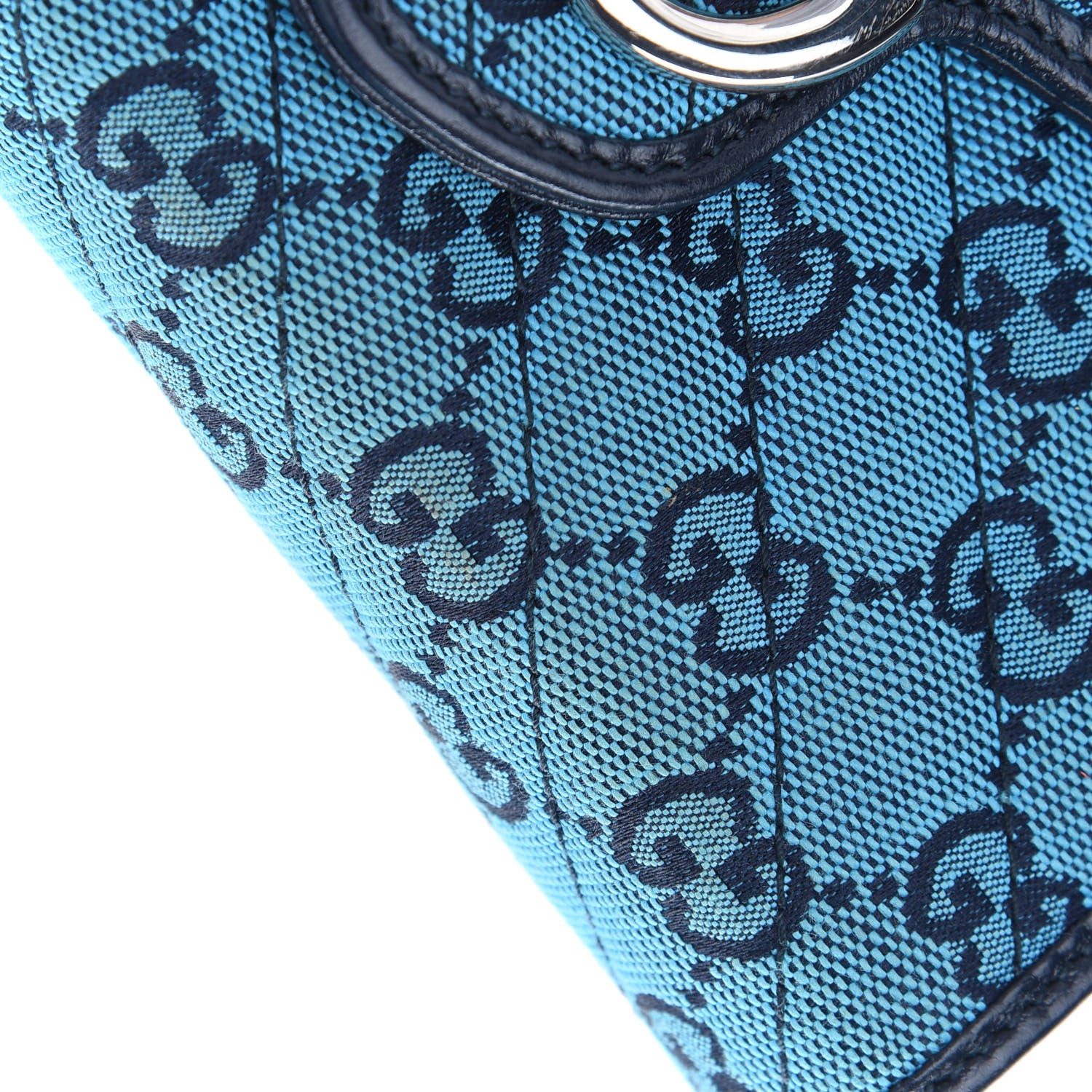 Gucci Monogram Multicolor Matelasse Diagonal GG Marmont Chain Wallet Light Blue 7 of 10