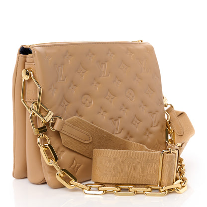 Louis Vuitton Lambskin Embossed Monogram Coussin PM Camel 3 of 12