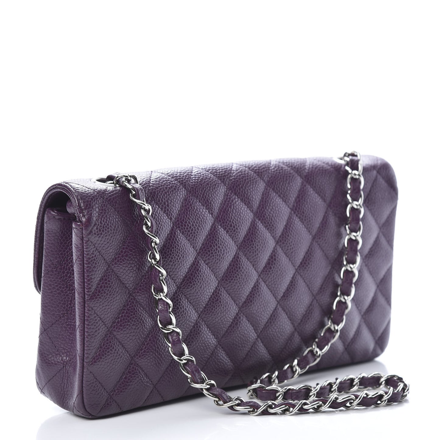 Caviar Quilted East West Flap Purple