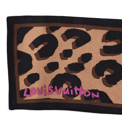 Louis Vuitton Silk Leopard Bandeau Scarf Marron 3 of 4