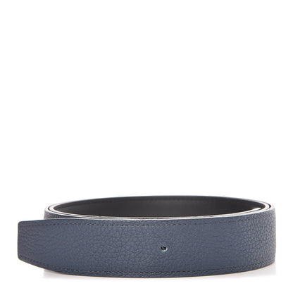Hermes Box Togo 32mm Belt Strap 85 Black Bleu Ocean 1 of 6