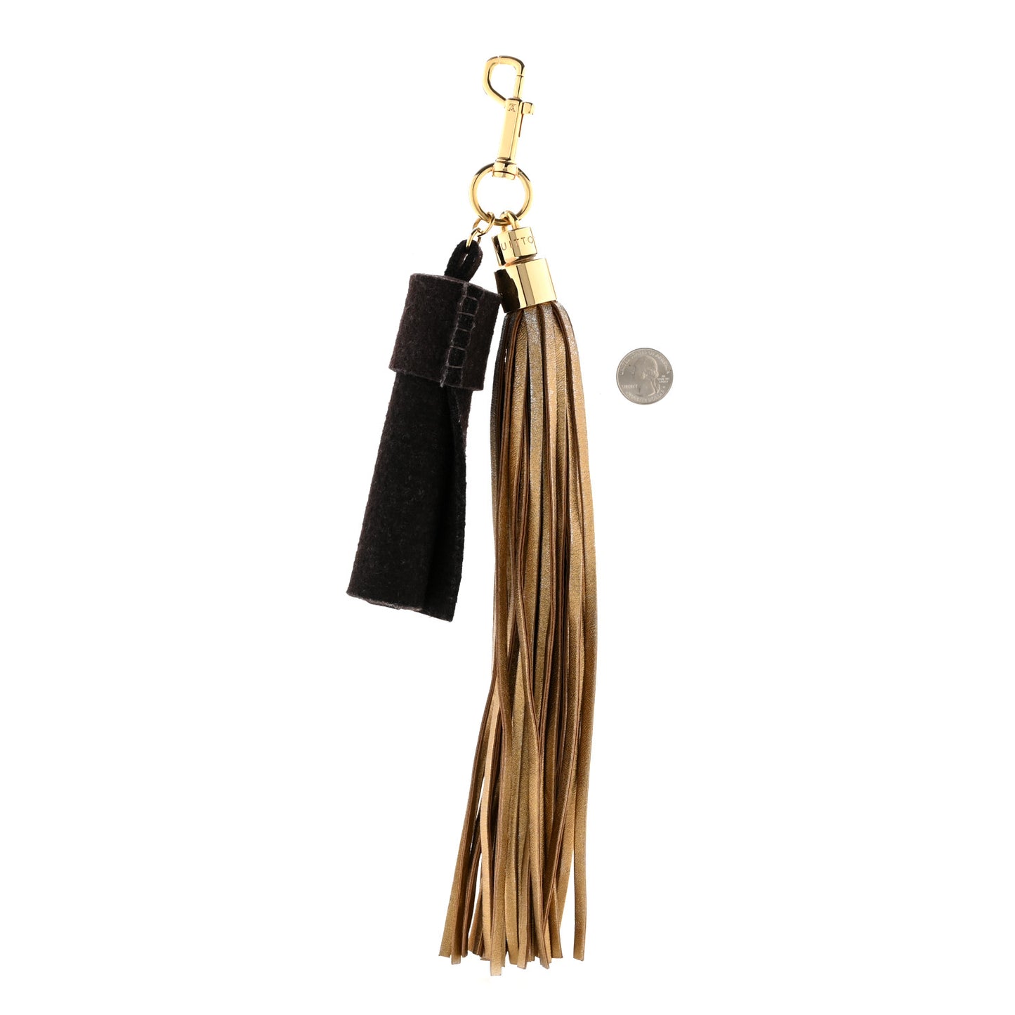 Felt Calfskin Rainbow Tassel Bag Charm Bronze