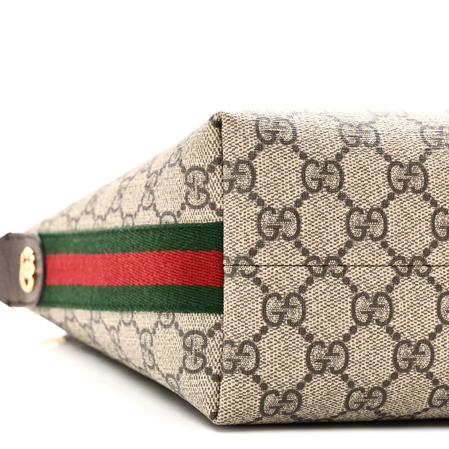 Gucci GG Supreme Monogram Textured Calfskin Web Super Mini Ophidia Shoulder Bag Beige Ebony New Acero 9 of 11