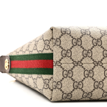 Gucci GG Supreme Monogram Textured Calfskin Web Super Mini Ophidia Shoulder Bag Beige Ebony New Acero 9 of 11